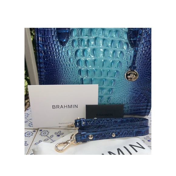 Brahmin Blue Woven Leather Tote - Picture 2 of 16